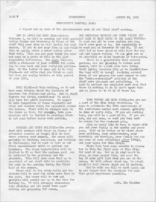 Barbara Carlton summer 1961 papers: 