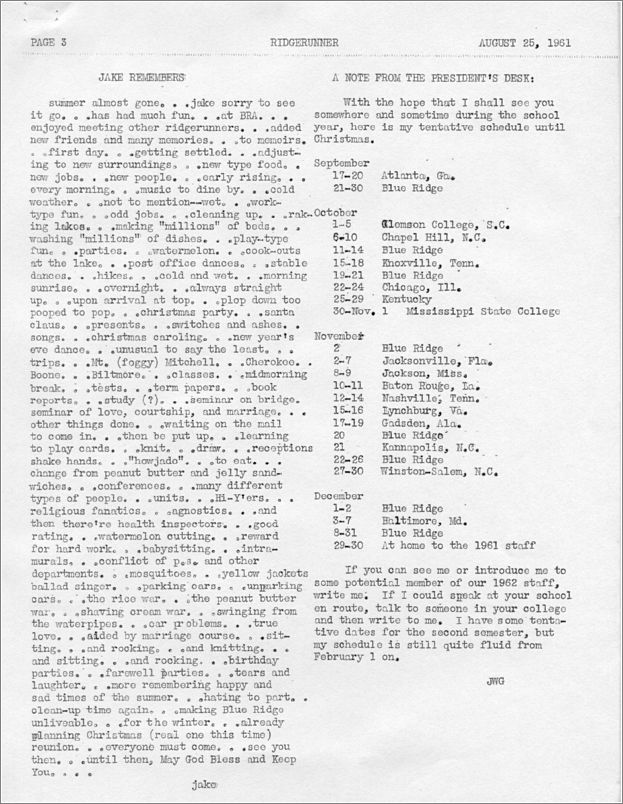 Barbara Carlton summer 1961 papers: 