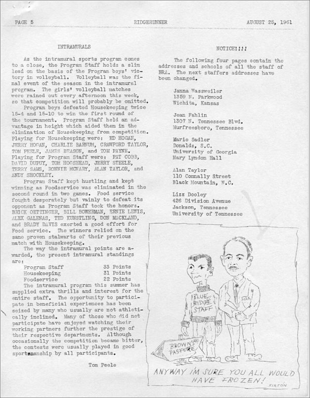 Barbara Carlton summer 1961 papers: 