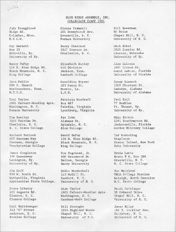 Barbara Carlton summer 1961 papers: 