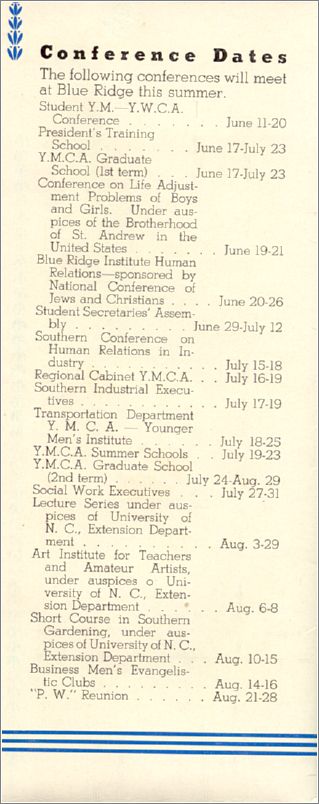 YMCA Graduate School Bulletin, Vol 6 No 1, Jan 1936 (conference dates) x12-gradsch1936-06