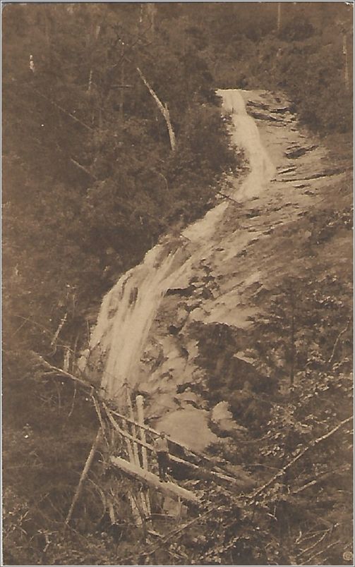 Mount Mitchell Motor Road NC, Mitchell's Falls on Western Slop of Mount Mitchell, Mount Mitchell is the top of the Eastern America, 6711 ft alt. (no number) x19-alb000b01-f