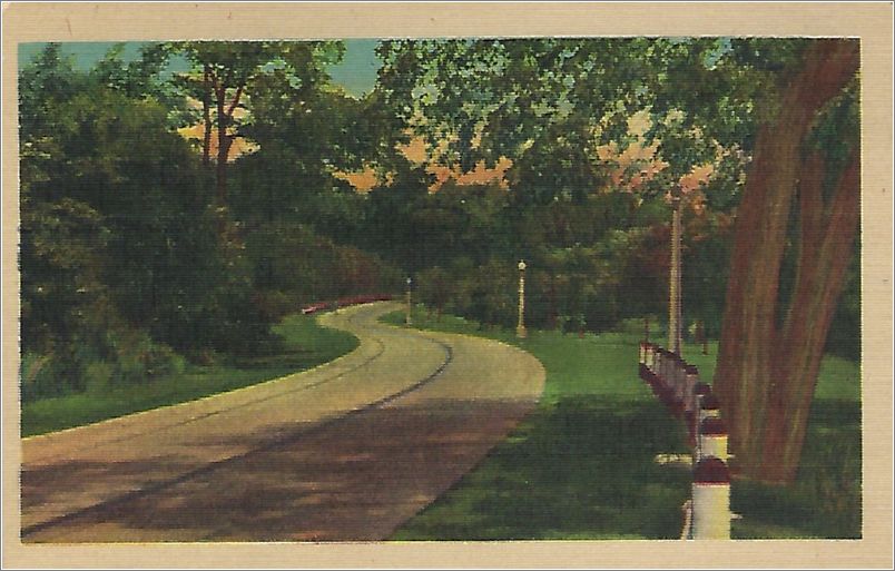 (unmarked) paved road through country with street lights (card has no APC number) x19-apc-08016-a01-f
