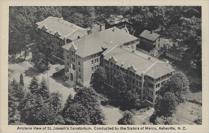 Airplane View of St Joseph's Sanatorium, Conducted by the Sisters of Mercy, Asheville NC (no number) x19-apc000n01-f