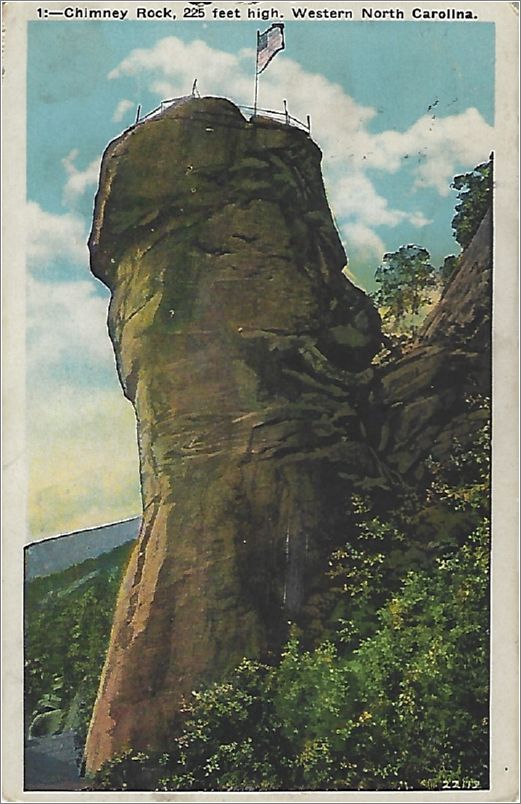 Chimney Rock, 225 feet high, Western North Carolina (with flag, diag) x19-apc001-22112-a01-f