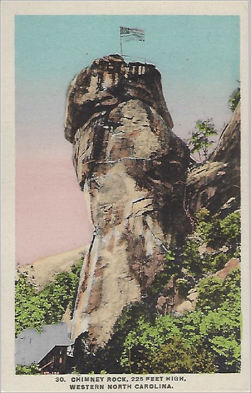 Chimney Rock, 225 feet high, Western North Carolina (with flag) x19-apc030-57190-a01-r
