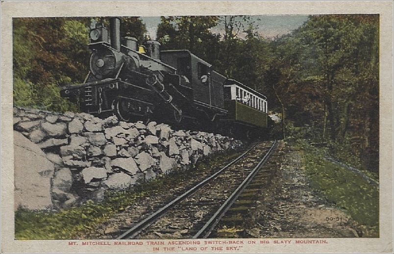 Mt Mitchell Railroad Train Assending Switch-Back on Big Slaty Mountain, in the 