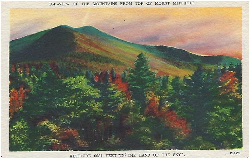 View of the Mountains from Top of Mount Mitchell, Altitude 6684 feet 