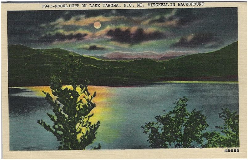 Moonlight on Lake Tahoma, NC. Mt Mitchell in background x19-apc394a01-f