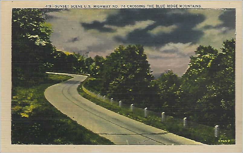 Sunset Scene US Highway No. 74 Crossing the Blue Ridge Mountains x19-apc419a01-f