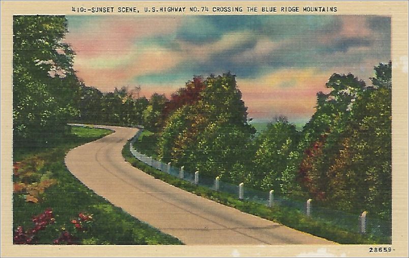 Sunset Scene US Highway No. 74 Crossing the Blue Ridge Mountains x19-apc419b01-f
