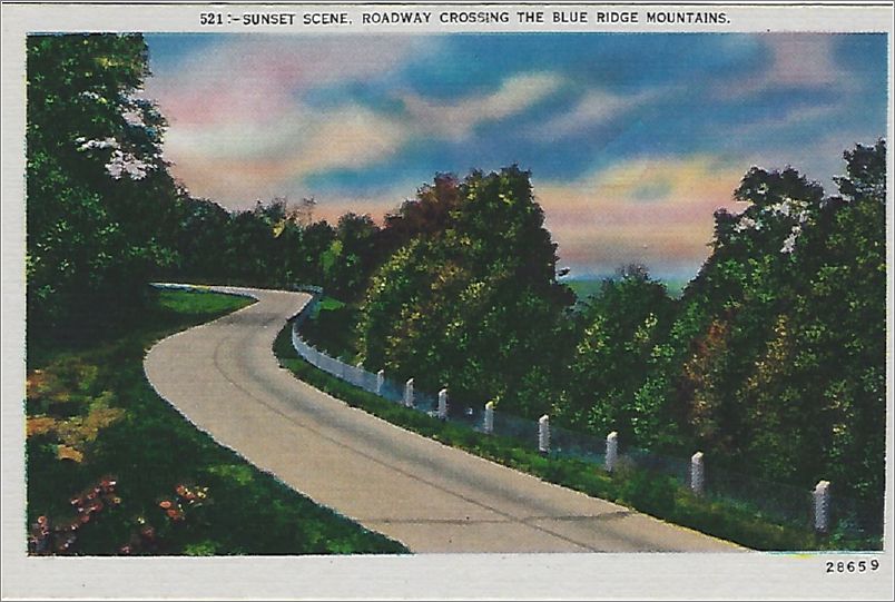 Sunset Scene, Roadway Crossing the Blue Ridge Mountains x19-apc521a01-f