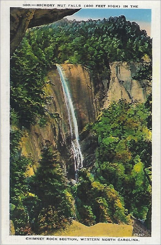 Hickory Nut Falls (400 feet high), in the Chimney Rock Section, Western North Carolina x19-apc580a01-f