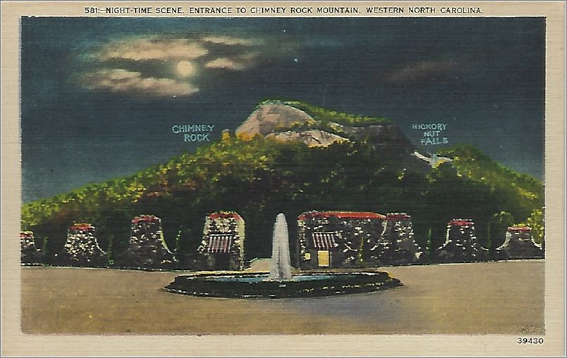 Night-Time Scene, Entrance to Chimney Rock Mountain, North Carolina x19-apc581a01-f