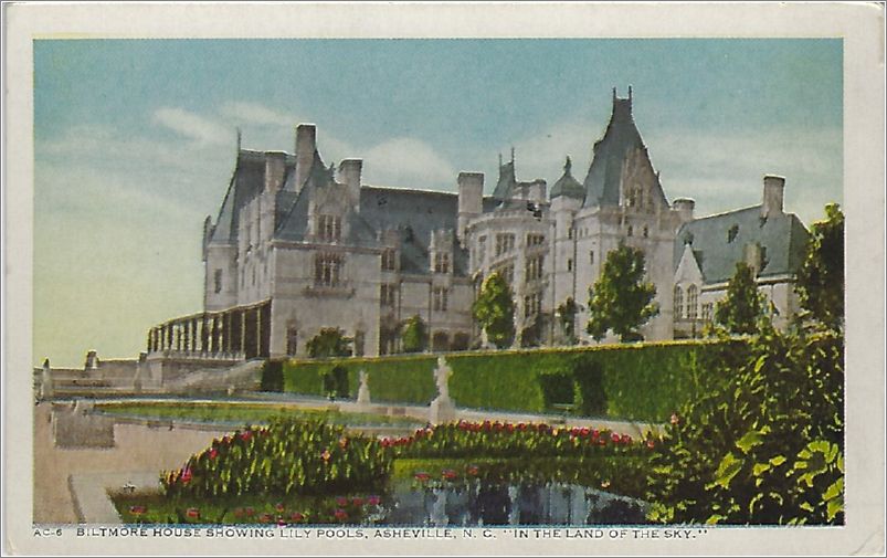 Biltmore House showing lily pools, Asheville NC, 