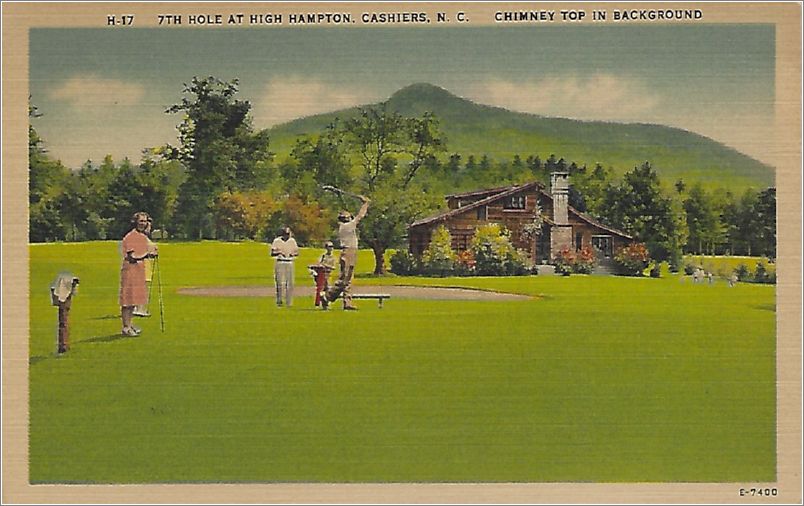 7th Hole at High Hampton, Cashiers NC, Chimney Top in background x19-apch017a01-f