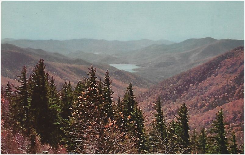 View from Blue Ridge Parkway showing Mount Mitchell and one of the reservoirs supplying water to Asheville, North Carolina x19-apck00072a01-f