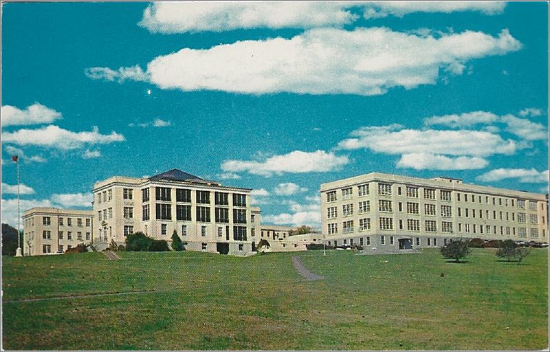 View of Veterans' Hospital from grounds, showing Administration Building, Oteen NC x19-apcka022a01-f