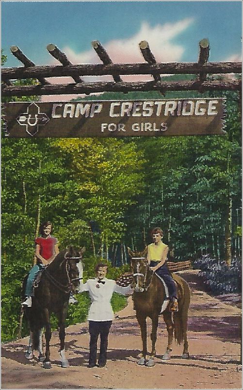 Entrance - Camp Crestridge for Girls, Ridgecrest Baptist Assembly, Ridgecrest NC (horseback) x19-apckr33a01-f