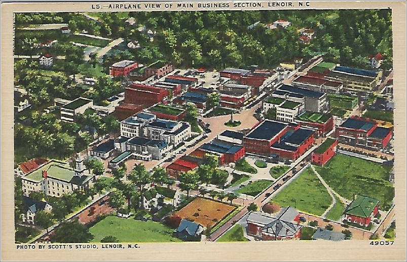 Airplane View of Main Business Section, Lenior NC / Photo by Scott's Studio, Lenoir NC x19-apcl005-49057-a01-f