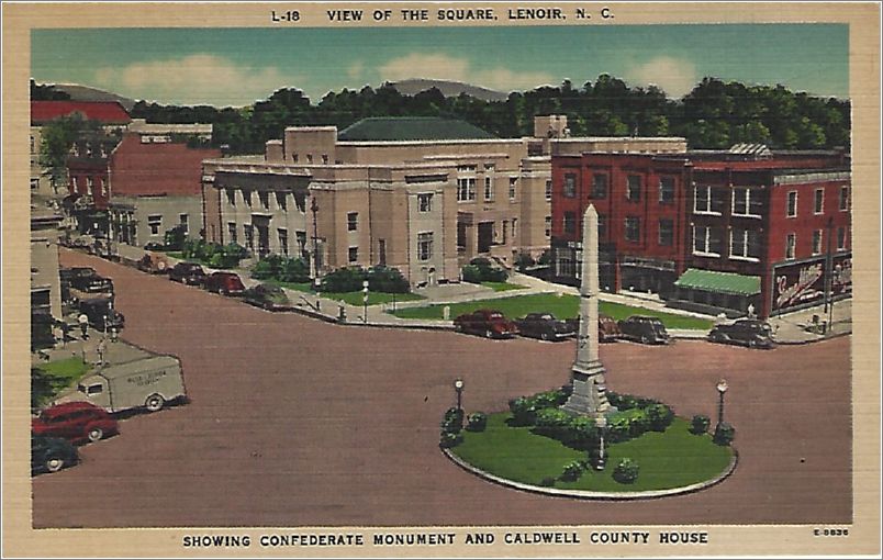 View of Square, Lenoir NC / Showing Confederate Monument and Caldwell County House x19-apcl018-e8836-a01-f
