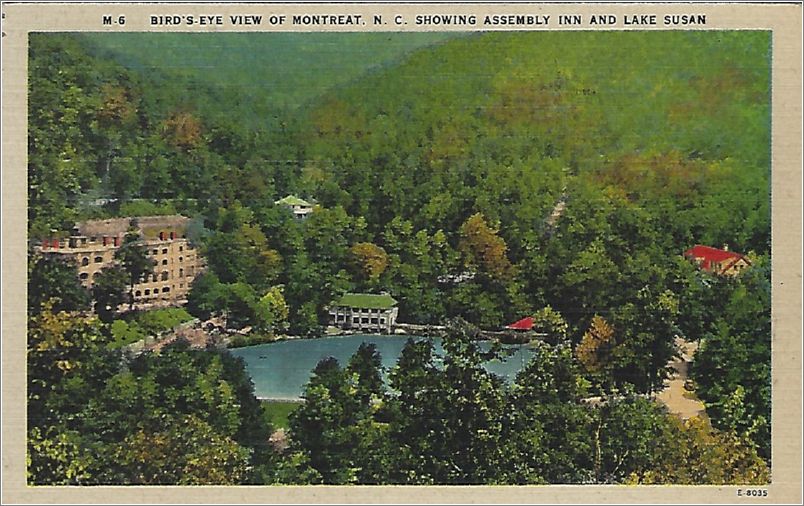 Bird's Eye View of Montreat NC, showing Assembly Inn and Lake Susan x19-apcm006a01-f