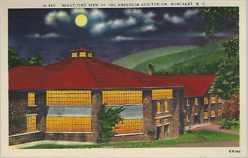 Night-time view of Anderson Auditorium, Montreat NC x19-apcn485a01-f