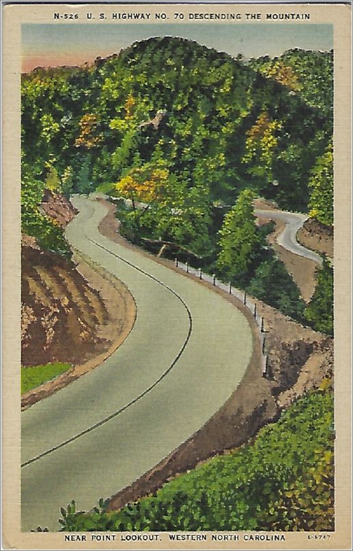 US Highway No. 70 Descending the Mountain near Point Lookout, Western North Carolina (vertical, no cars) (same as x19-apc526-e6747 but with the n) x19-apcn526-e6747-a01-f
