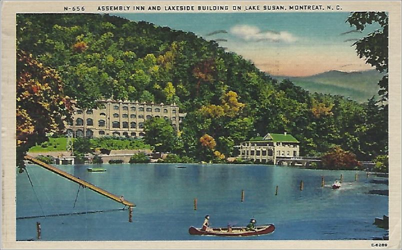 Assembly Inn and Lakeside Building on Lake Susan, Montreat, NC x19-apcn656a01-f