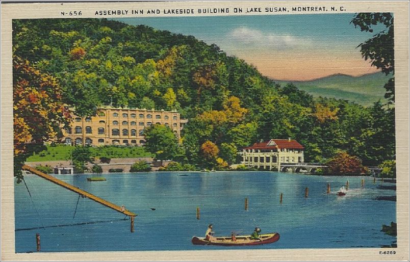 Assembly Inn and Lakeside Building on Lake Susan, Montreat, NC x19-apcn656b01-f