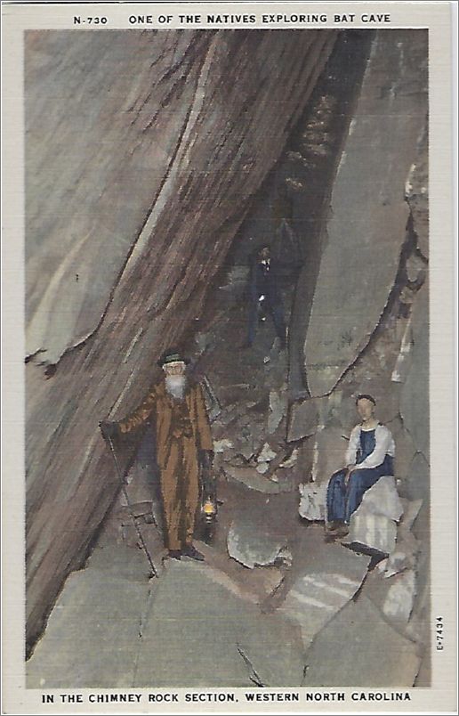 One of the Natives Exploring Bat Cave in the Chimney Rock Section, Western North Carolina x19-apcn730a01-f