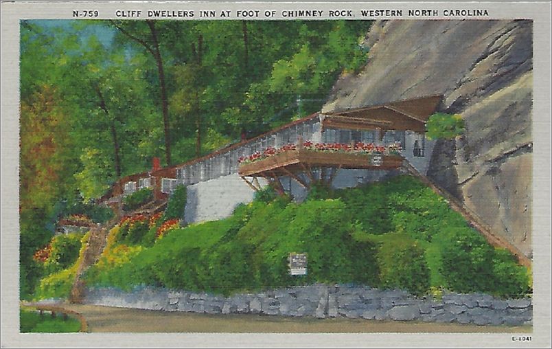 Cliff Dwellers Inn at foot of Chimney Rock, Western North Carolina x19-apcn759a01-f