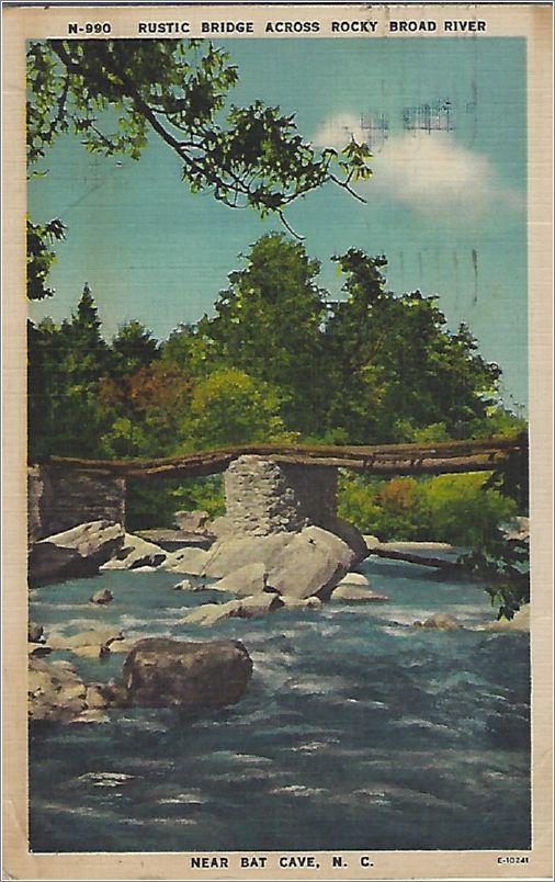 Rustic Bridge across Rocky Broad River near Bat Cave NC x19-apcn990a01-f