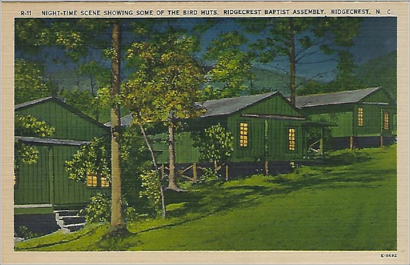 Night-Time Scene showing some of the Bird Huts, Ridgecrest Baptist Assembly, Ridgecrest NC x19-apcr011a01-f
