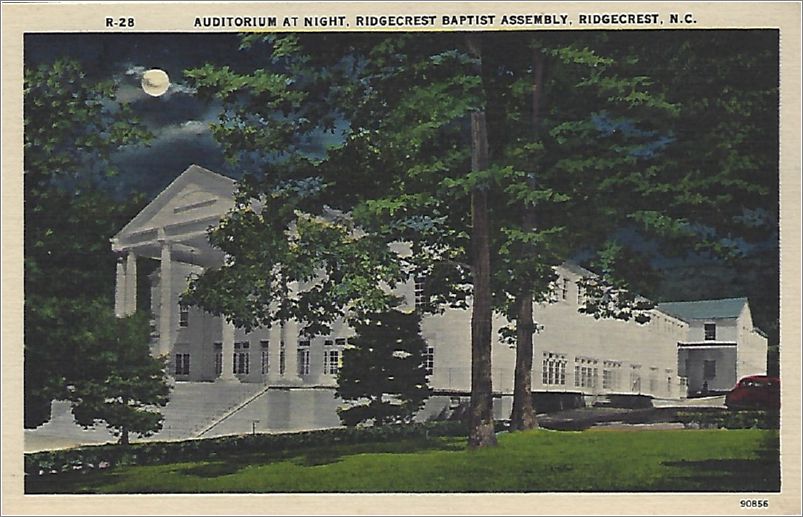 Auditorium at night, Ridgecrest Baptist Assembly, Ridgecrest NC x19-apcr028a01-f