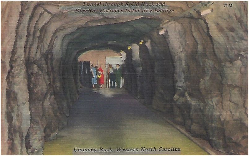 Tunnel through Solid Rock and Elevator Entrance to Sky Lounge, Chimney Rock, Western North Carolina x19-apct012a01-f