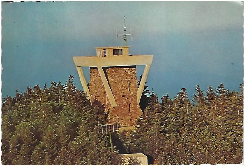 Evening rays of the sun rest on the observation tower atop Mount Mitchell - Elevation 6684' x19-aps17232ca01-f