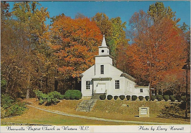 Bearwalla Baptist Church in Western NC (card says Bearwalla, but the church is Bear Wallow in Gerton NC) x19-apsnc124a01-f