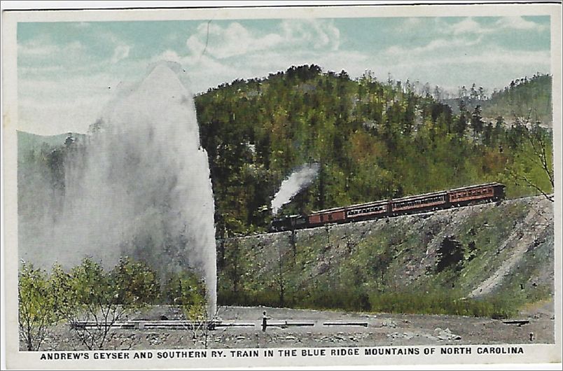 Andrews Geyser and Southern Ry Train in the Blue Ridge Mountains of North Carolina x19-ccc001a01-f