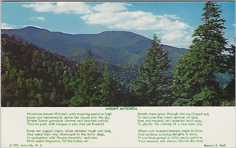 Mount Mitchel (poem by Bascom E Hall) / Mt Mitchell, Highest Peak in Eastern America, as seen from the Blue Ridge Parkway, North Carolina x19-ckam01a01-f