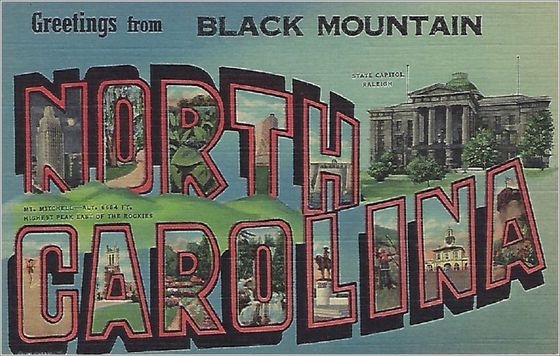 Greetings from Black Mountain North Carolina (city stamp Black Mountain) (no hnm number) x19-hnm-4bh466-a01-f
