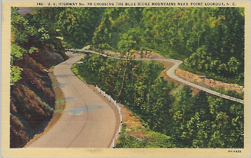 US Highway No. 70 crossing the Blue Ridge Mountains near Point Lookout NC (horizontal, no cars) x19-hnm140-5ah475-a01-f