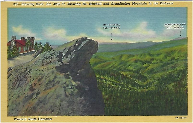 Blowing Rock, Alt 4000 ft., showing Mt. Mitchell and Gandfather Moutain in Distance, Western North Carolina x19-hnm303a01-f