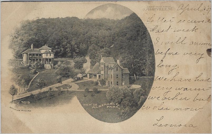 Greetings from Asheville NC, View in Albemarle Park x19-htr019a01-f
