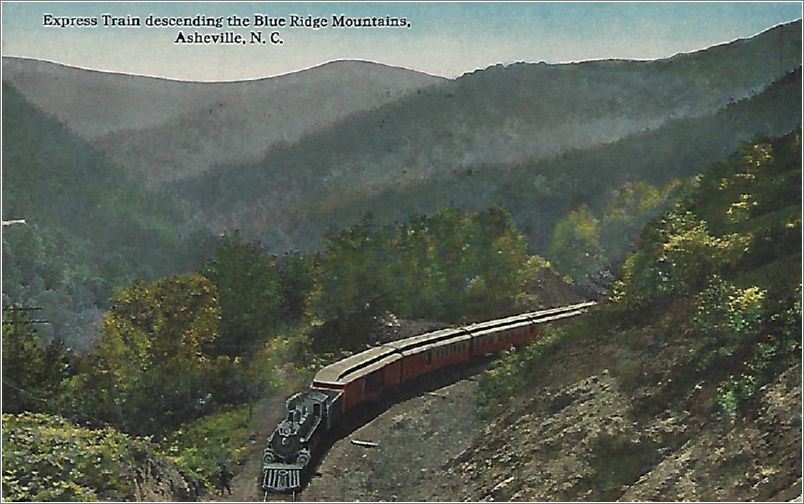 Express Train descending the Blue Ridge Mountains, Asheville NC x19-shk-a37905-a01-f