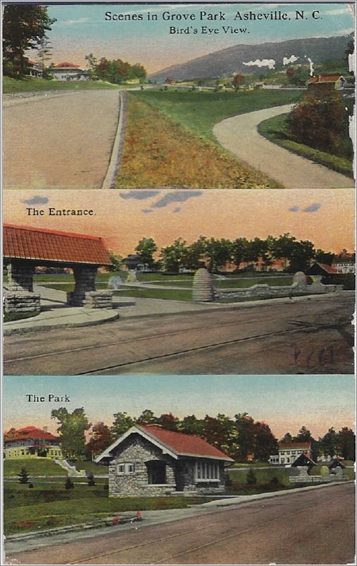 Scense in Grove Park, Asheville NC: Birds Eye View / The Entrance / The Park (3 images) x19-shk-r18197-a01-f