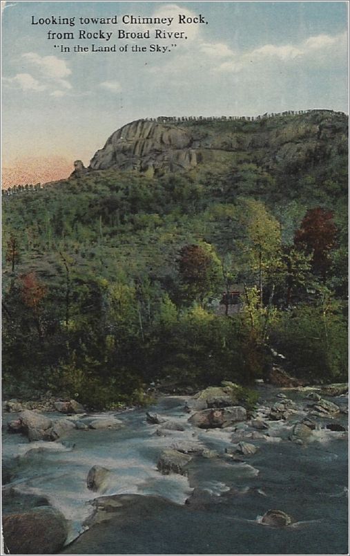 Looking toward Chimney Rock, from Rocky Broad River 