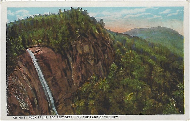 Chimney Rock Falls, 900 Feet Deep, 