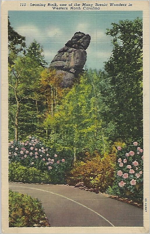 Leaning Rock, one of the Many Scenic Wonders in Western North Carolina (CT Card, but no publisher) x19-unk046-115-a01-f