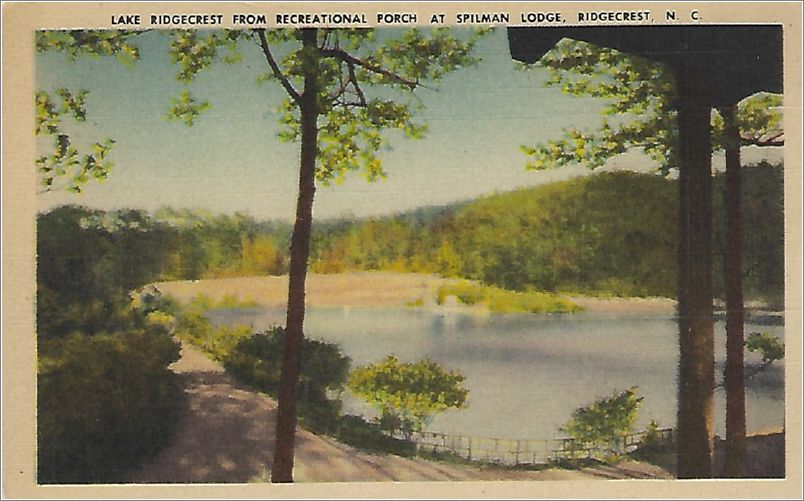 Lake Ridgecrest from Recreational Porch at Spilman Lodge, Ridgecrest NC (same as a3324, but without A) x19-whitmans3324a01-f